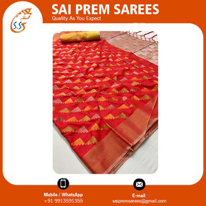 ส่าหรีผ้าฝ้ายอินเดียพื้นเมืองส่าหรีผ้าไหมนุ่มสำหรับผู้ใหญ่โอกาสพิเศษและงานแต่งงานจากอินเดีย - Product Image 2