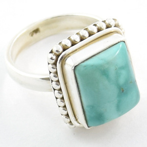 Anillos de Plata de Ley 925 último diseño acabado oxidado una piedra azul turquesa eternidad vermeil joyería India hecha en fábrica - Product Image 6