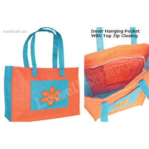 FLOWER DESIGN WOMEN"SJUTE SHOPPING <b>BAG</b> - Product Image 2