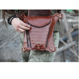 Mochila y riñonera de cuero genuino reciclada 100% hecha a mano, riñonera con diseño de funda elegante, riñoneras de Color marrón chocolate - Product Image 1