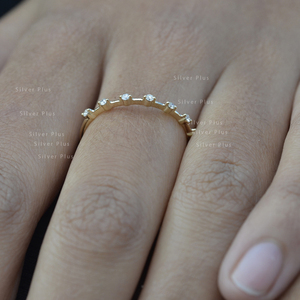Sólido 14K amarillo oro Natural SI claridad G-H Color diamante eternidad banda anillo minimalista hecha a mano de joyería al por mayor - Product Image 3