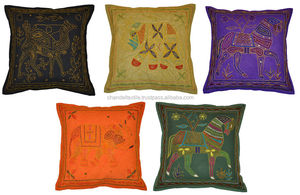 ปลอกหมอนอิงผ้าฝ้ายลายช้างปะติดปะต่อ ปักดิ้นลายเรขาคณิต ลายทางทะเล สำหรับตกแต่งบ้านและโรงแรม - Product Image 5