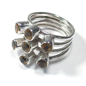 Bague en argent sterling 925 et Citrine, bijoux pour femmes - Product Image 3