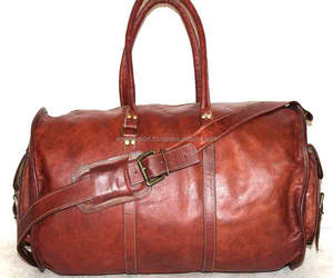 Nuevo bolso de lona Vintage de cuero de cabra Real de 22 pulgadas, bolso de viaje de tránsito nocturno Unisex, bolsas de transporte de gran capacidad para gimnasio y fin de semana - Product Image 6