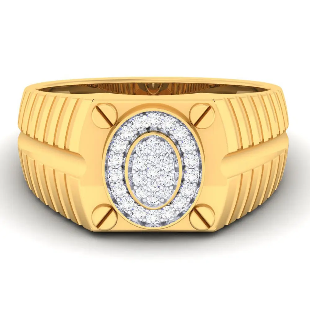 Real Diamonds Mens Engagement Ring in Yellow Gold