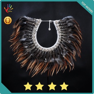 Collar decorativo con plumas estilo Tribal para decoración del hogar, colgante con plumas, concha de Guinea, arte de papu-nueva - Product Image 4