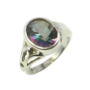 Venta caliente 925 Plata esterlina Cuarzo místico Piedra preciosa Eternidad Vermeil Anillo Indio Hecho a mano Proveedor de joyería de plata - Product Image 1