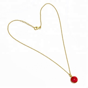 สร้อยคอเงินสเตอริ925ทรงกลมพลอยทับทิมชุบทองสร้อยเงินเครื่องประดับสำหรับงานแต่งงานงานหมั้นสำหรับผู้หญิง - Product Image 3