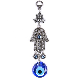 Mano Hamsa colgante de pared decoración hecho a mano de vidrio mal de ojo de Turquía - Product Image 1