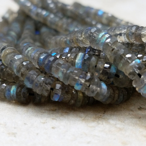 5mm 6mm 7mm labradorita gris Natural facetado Heishi neumático venta al por mayor cuentas de piedras preciosas hebras fabricante en línea precio al por mayor - Product Image 1