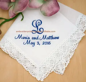 Свадебный носовой платок с монограммой, полотенце, салфетка с кружевом или окантовкой
