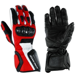 Gants longs en cuir de course de moto à jointure dure haute protection gants de moto - Product Image 1