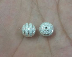 Cuenta redonda de Plata de Ley 925 de 10mm-Cuenta de diseño brillante - Product Image 3