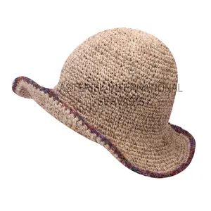 Şık kadın kenevir şapka-Vegan Nepal ürün % 100% doğal, çevre dostu güneş şapkası el dokuma geniş ağızlı yüksek kaliteli şapka