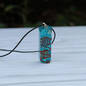 Turquesa Orgón Alambre de cobre Colgante largo Cristal al por mayor de La India - Product Image 2