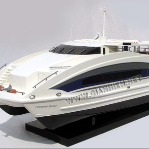 Twin Hull Cruiser Wooden Model <b>Boat</b> Handcrafted Nautical European Style Home Decoration <b>Gift</b> - Product Image 1