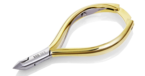 Pince à cuticules N-01G en acier inoxydable plaqué or, à coupe brillante, avec mâchoires de 12/14/16 mm et poignée à ressort unique verrouillable - Product Image 5