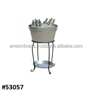 Hielera Doble con Soporte, Acabado en Bronce Antiguo, Enfriador de Vino Moderno con Soporte - Product Image 3