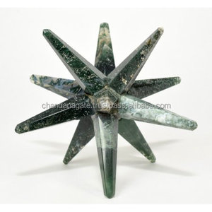 Cristal de alta calidad merkaba estrella musgo ágata merkaba 12 puntos Reiki curación cristal cuarzo merkaba estrella piedra preciosa al por mayor - Product Image 5