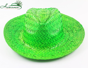 หมวกฟางถักลายใบปาล์มธรรมชาติย้อมสีด้วยมือสีเขียวจากเวียดนาม - Product Image 1