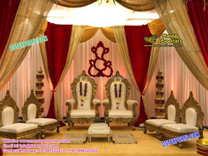 Royal Peacock Design Mandap Chair Set Royal Peacock Design Mandap Chair Set Indian Wooden Carved Mandap Chairs - Product Image 5