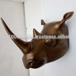 Cabeza de rinoceronte de montaje en pared, antigua - Product Image 2
