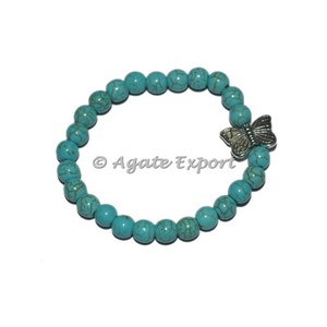 Bracelets turquoise synthétiques avec breloque papillon et pierres semi-précieuses exportateur - Product Image 1