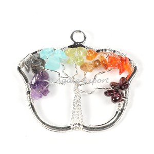 งานฝีมือหินกึ่งมีค่าจี้ชีวิตต้นไม้ผีเสื้อ7-Chakra ออนไลน์ - Product Image 1