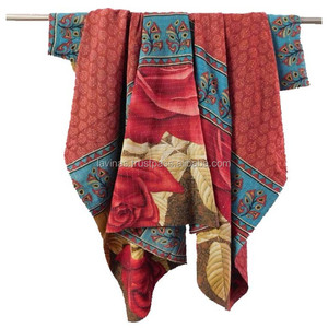 Couvre-lit décoratif Vintage et réversible, style ethnique kantha, accessoire de lit décoratif - Product Image 2