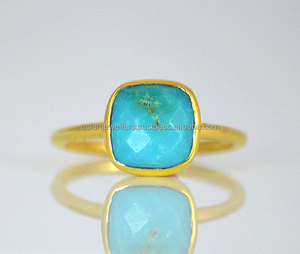 <b>Turquoise</b> Gemstone 925 sterling silver Gold Plated Handmade <b>Ring</b> - Product Image 1