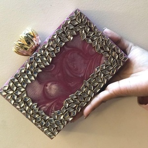 2023 haute qualité Funky soirée pochette sac à main acrylique et résine sac à bandoulière avec boîte motif pierre sac à main pour les mariages - Product Image 2