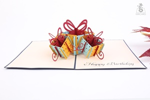 Vietnamien fait à la main 3D découpé au Laser Pop up carte de voeux anniversaire boîte-cadeau Souvenir pour l'amour artisanat artisanal de paperasse - Product Image 4
