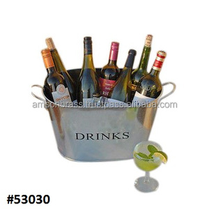 ถังไวน์สำหรับงานปาร์ตี้ถังไวน์โลหะชุบสังกะสีพร้อมถาดแช่ไวน์แบบทุบ - Product Image 2