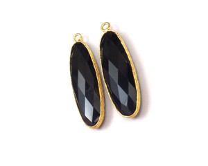 ทำด้วยมือสีดำพลอยนิลที่มีการชุบทองรูปไข่เหลี่ยมเพชรพลอยสำหรับทำเครื่องประดับทำของขวัญให้กับเธอ - Product Image 3