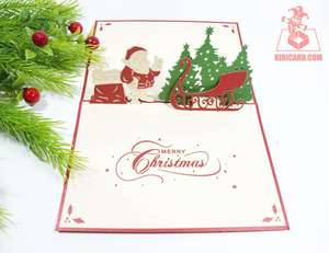Venta al por mayor 3D Kirigami Santa Claus Pop-up tarjeta de felicitación artesanía papel artesanía para Navidad boda o regalo de cumpleaños - Product Image 2