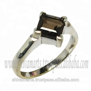Joyería Formal DE LA India para mujer, anillo de piedras preciosas de cuarzo ahumado, anillos de Vermeil de eternidad hechos a mano de Plata de Ley 925 - Product Image 2