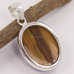 Meilleures ventes, pendentif ovale délicat en argent sterling 925, pierre précieuse œil de tigre naturelle artisanale, certifié par un tiers - Product Image 2