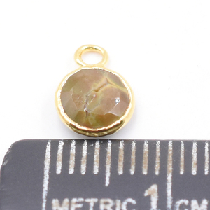 Pendentif en jaspe de 8 à 10 mm avec bélière, forme ronde, plaqué or, pour la fabrication de bijoux - Product Image 3