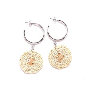 Hecho a mano de ratán pendientes/pendientes de mimbre arte joyería (Ms Sandy 0084587176063) - Product Image 3