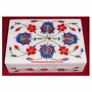 Boîte cadeau en marbre de noël incrusté, boîtes de cadeaux en marbre - Product Image 1