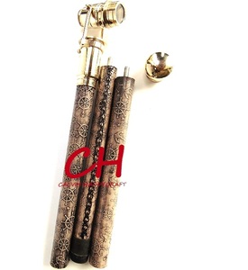 Mango de telescopio náutico bastón de cuero marrón en relieve bastón de caminar hecho a mano antiguo. Regalo del Día del Padre - Product Image 1