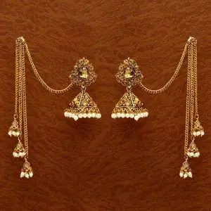 All New Indian Jewelry Gold Color Glass Stone Kashmiri jhumka Earrings
