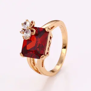 12458 Gold ruby ring designs for women, 18k gold red ruby ring