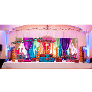 Mehandi-escenario de boda paquistaní, escenario indio con fondo colorido, estilo tradicional, escenario de boda - Product Image 1