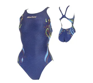 Maillot de bain une pièce de haute qualité MARIUM bleu sexy à motifs imprimés pour jeunes femmes, séchage rapide, non toxique, col rond - Product Image 1