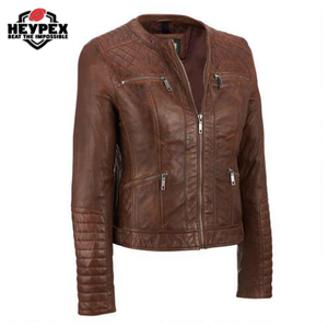 Veste en cuir de mode pour femmes hiver motif solide avec bouton décoration fermeture à glissière respirant durable teint uni - Product Image 5