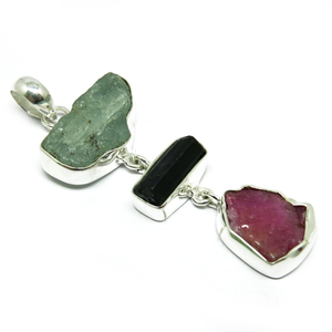 Colgantes de plata de ley 925 con múltiples piedras, joyería de plata de diseño - Product Image 1