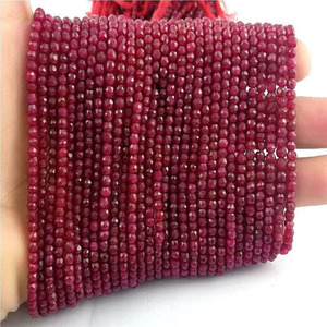 Perles rondes à facettes, teinte rubis, livraison gratuite - Product Image 1