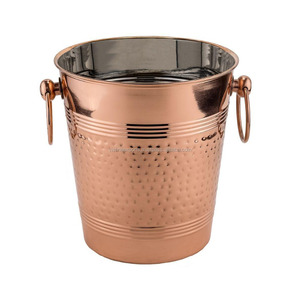 Refroidisseur de vin en métal cuivre martelé seau à glace bacs à boissons élégants - Product Image 1