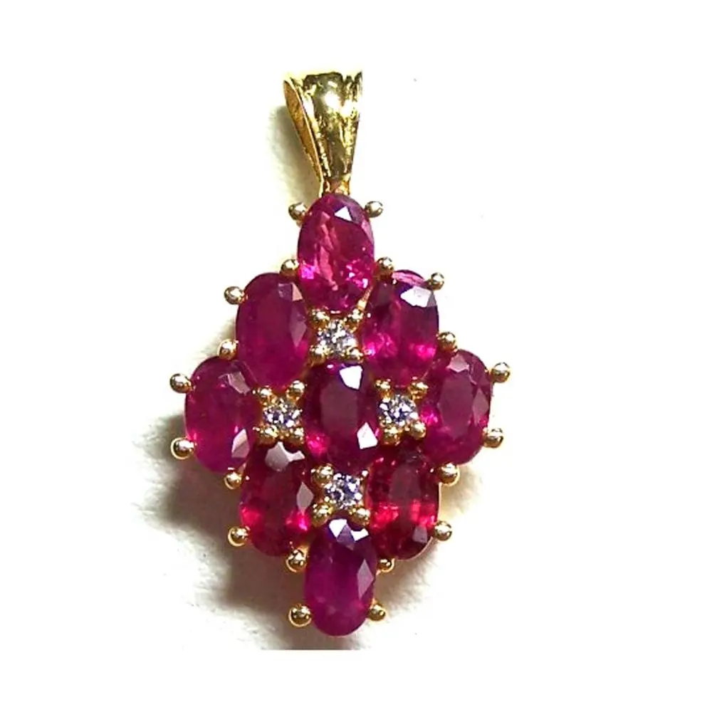 Real Ruby Diamonds 18K Yellow Gold Party Pendant Best Selling Gemstone Gold Pendant for ladies